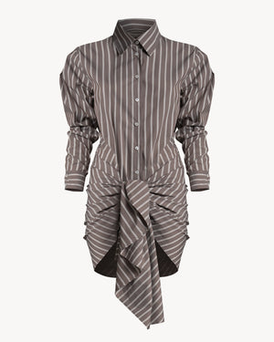 The Up Dress Cotton Stripe Brown/Butter