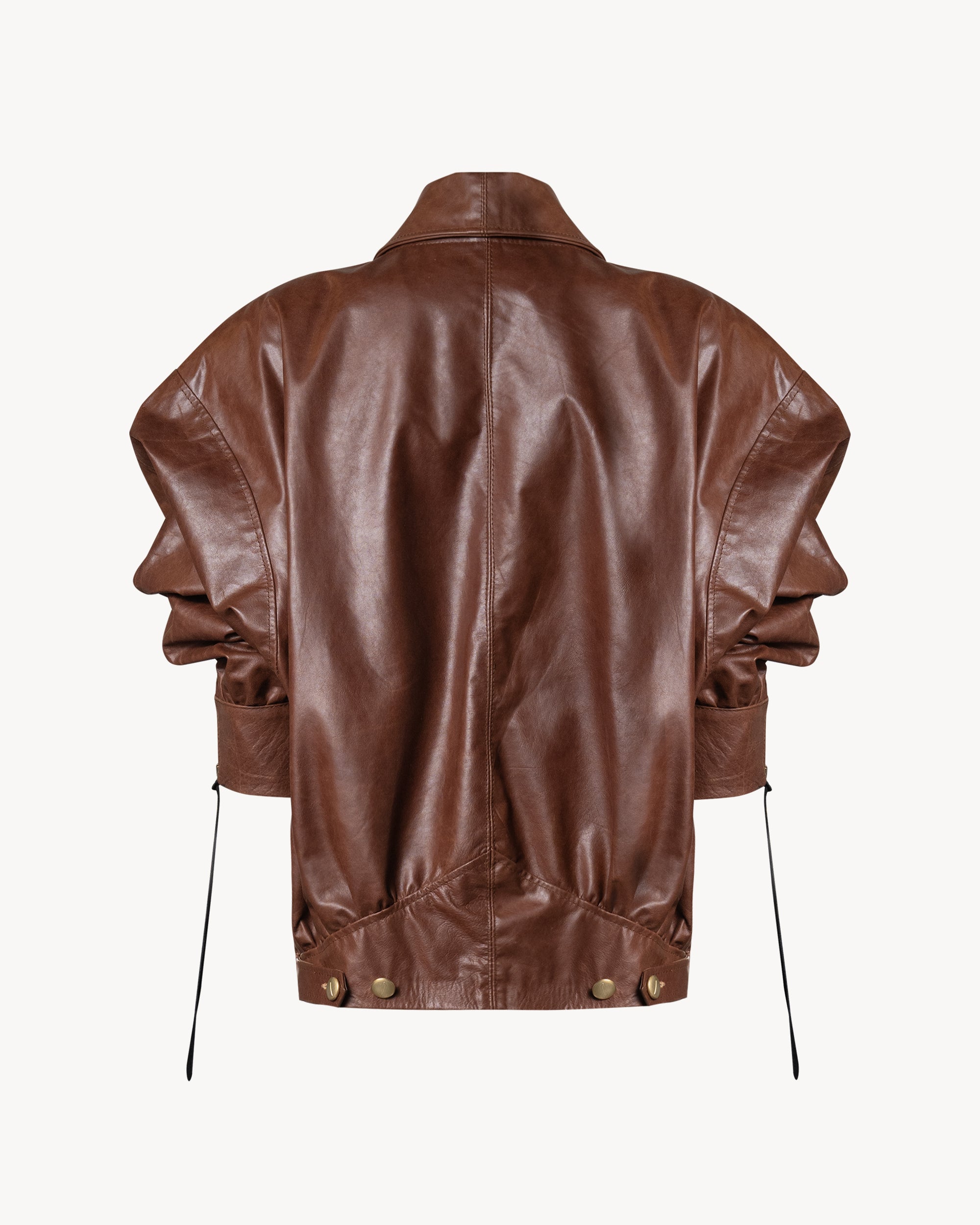 The Virgo Crop Genuine Leather Tabacco